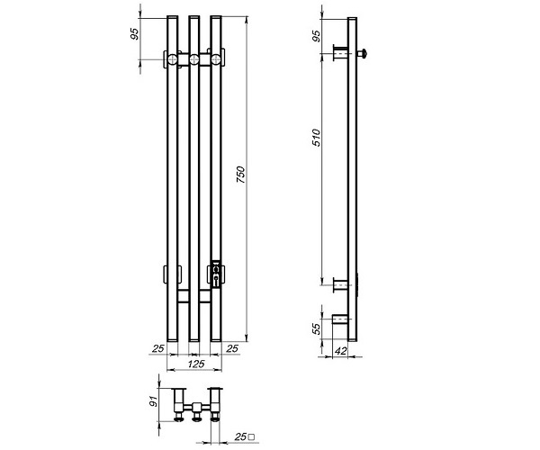 полотенцесушитель ARINGA ТОКИО КВ3 120х750